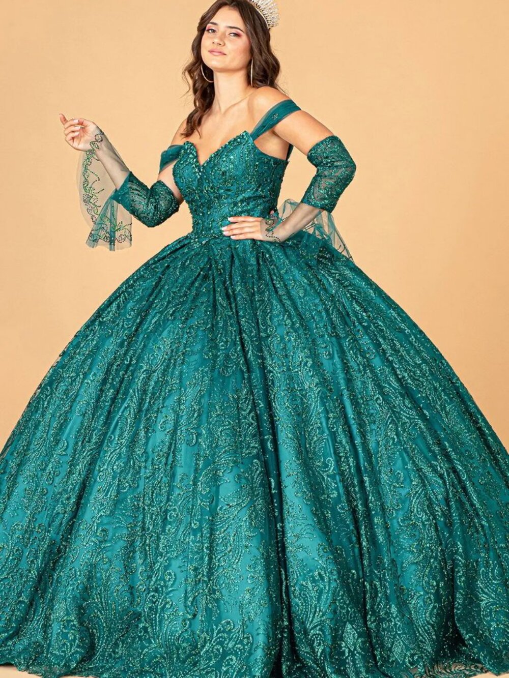NEW GREEN Mesh Evening Gown Formal Elegant Stunning GL3073